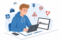 Theorie-examen oefenen op laptop voor het CBR-rijbewijs